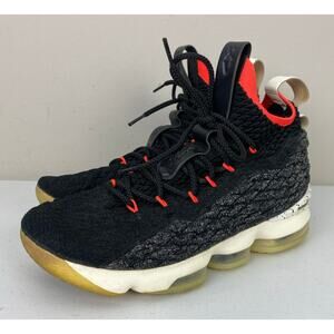 Men Nike Lebron James 15 XV Bright Crimson mid knit basketball sneakers, 8